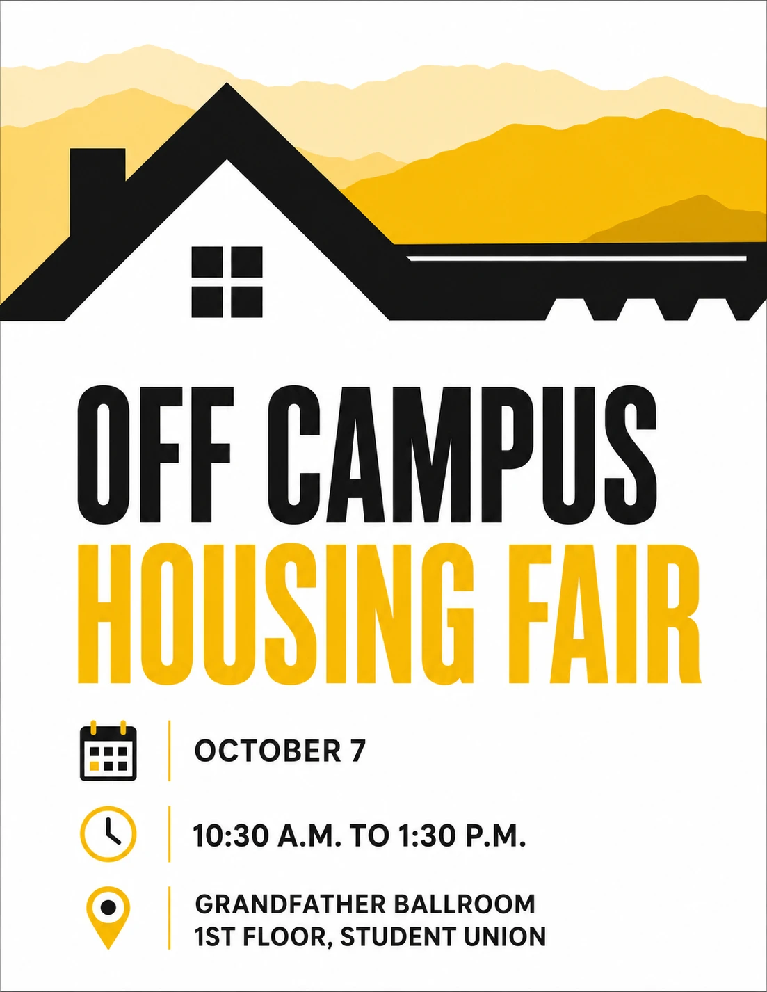 Housing fair on campus, October 7th.